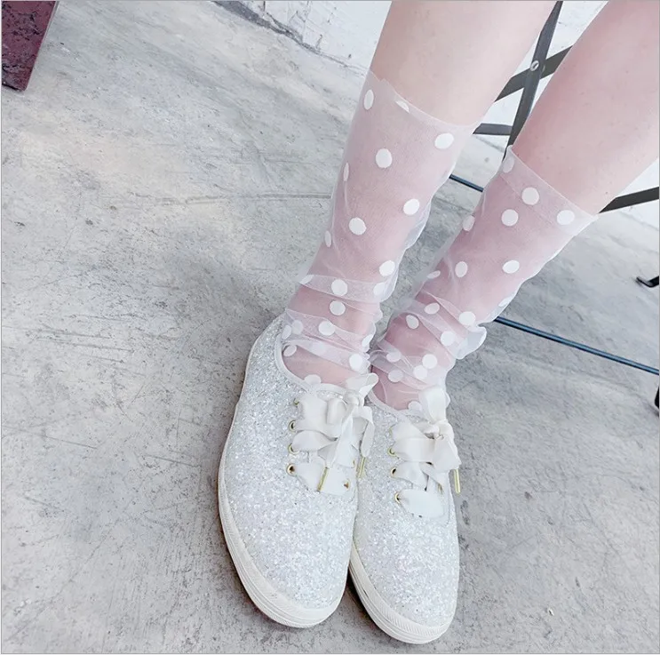 Женские Дышащие носки в мелкий горошек Harajuku ажурные Чулочные изделия Sox новинка