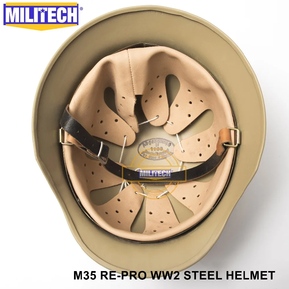 MILITECH Tan WW2 немецкий M35 Стальной шлем WW II M35 немецкий шлем защитный шлем для мотоцикла Тан мировая война 2 Repro Helme