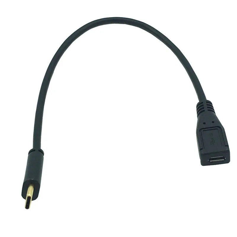 Позолоченный 25 см USB3.1 Тип C штекер к микро USB 3.1 5Pin гнездо Кабель для передачи