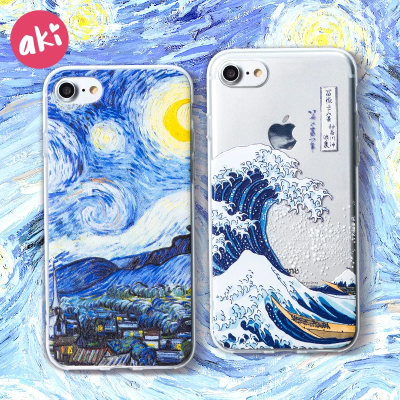 Чехол для телефона с рельефным рисунком Аки iPhone 6s 6 Plus мягкий чехол Ван Гога