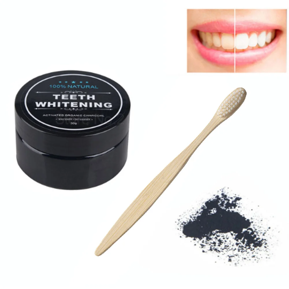 2 шт. отбеливание зубов уголь порошок &amp Бамбуковая зубная щетка &quotРадуга&quot Уход
