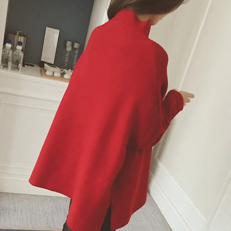 LANMREM 2021 New Summer Autumn Fashion Tide Red Turtleneck Batwing Sleeve Loose Big Size All-match Woman Sweater SA851 | Женская одежда