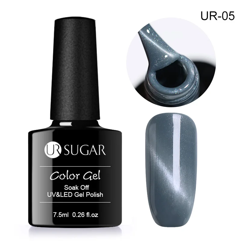 Grey 5 Ur Sugar 7,5 мл Гель-лак для ногтей с эффектом «кошачий глаз» Хамелеон голографический блеск Магнитный Гель-лак для ногтей замачиваемый УФ-гель лак для ногтей - Цвет: Grey 5