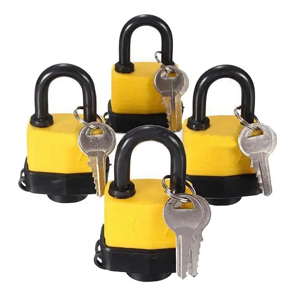 

SHGO HOT-4pcs 40mm Waterproof Keyed Alike Lock Laminated Padlock Pad Same Key Gate Door