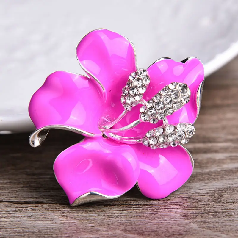 Цветок из белой эмали броши для женщин булавки и в стиле хиджаба красная маковая