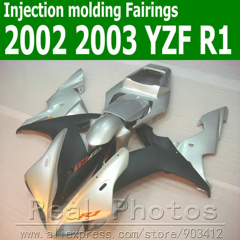 100% литья под давлением обтекатель комплект для YAMAHA 2002 2003 YZF R102 03 серебристый