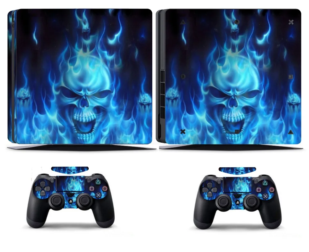 Наклейка Blue Fire 256 для PS4 Slim Skin наклейка Sony PlayStation 4 и 2 чехла контроллеров|fire stickers|sony