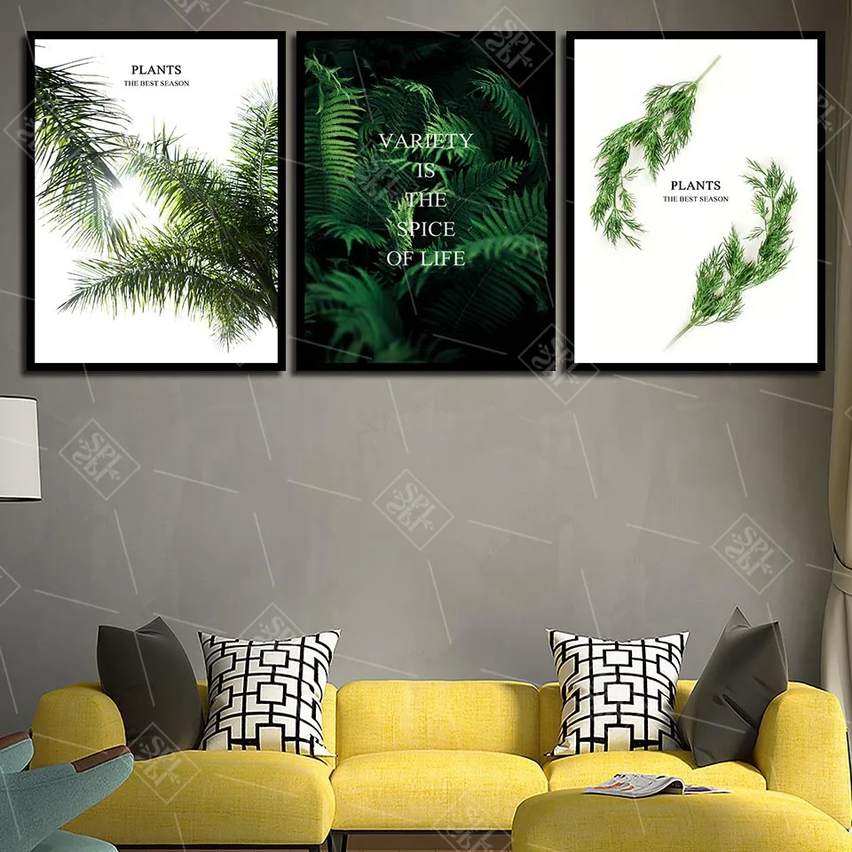 Nordic Scandinavian Decoration Home Posters Green Plant Leaves Canvas Art Paintings Hd Print A4 Wall Picture for Living Room | Дом и сад