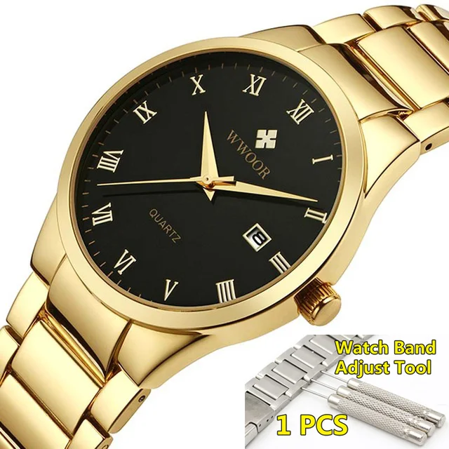 gold black with tool Мужские часы люксовый бренд полностью черные наручные часы мужские часы лучший бренд Роскошные модные спортивные деловые часы - Цвет: gold black with tool