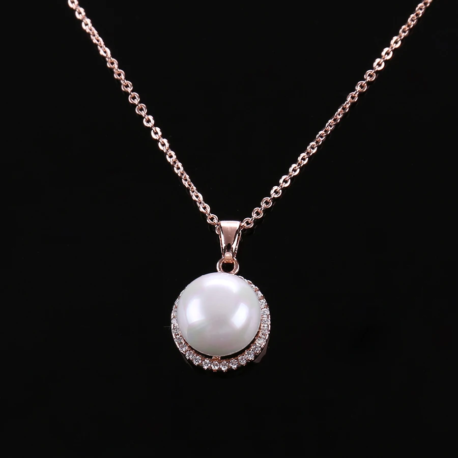 Semiround Simulated-pearl Pendants &amp Necklaces Link Chain For Women AAA Cubic Zirconia Crystal Gift Wedding Female Bijouterie | Украшения