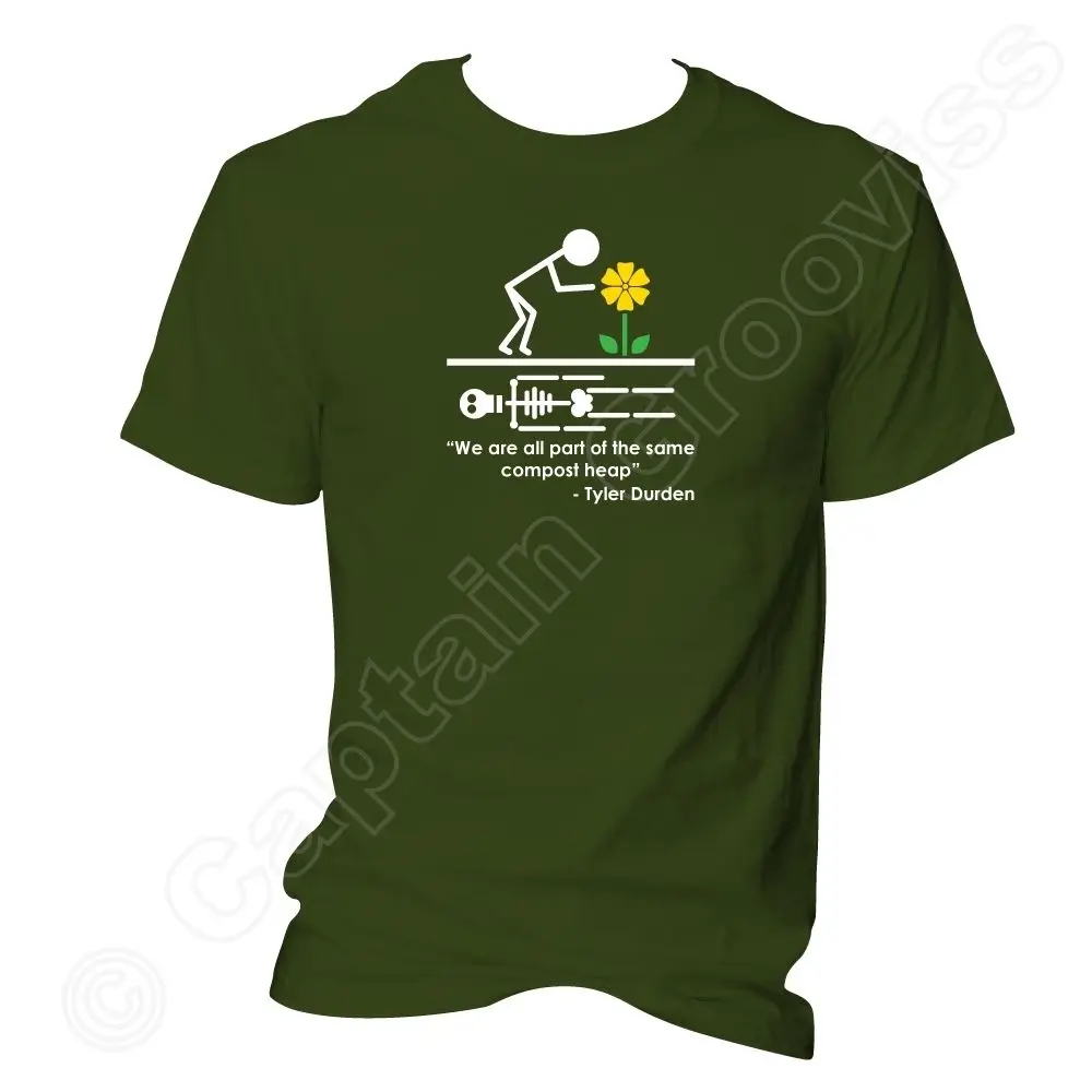 Cotton Cool Design Tee Shirts All Part Of The Same Compost Heap Fight Club Tyler Durden Quote T-Shirt Summer Shirt Hoodies | Мужская