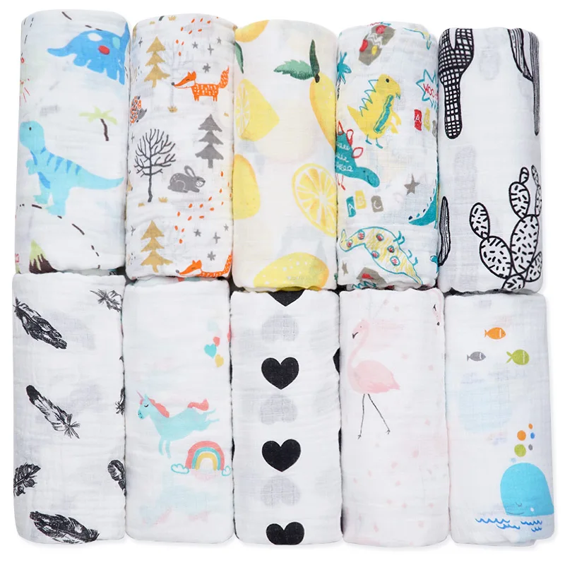 Детские одеяла из муслина мягкие газовые подгузники для новорожденных