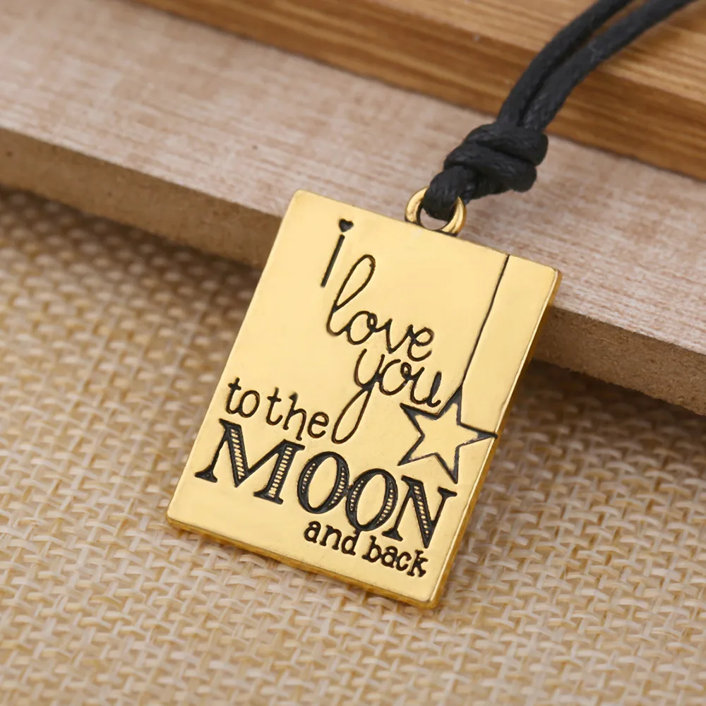 LIKGREAT I Love You To The Moon and Back с гравировкой букв квадратное ожерелье кулоном для женщин