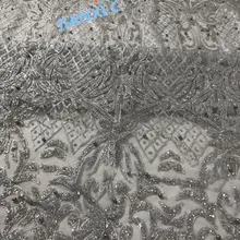 Горячая Распродажа серебристая африканская фатиновая кружевная