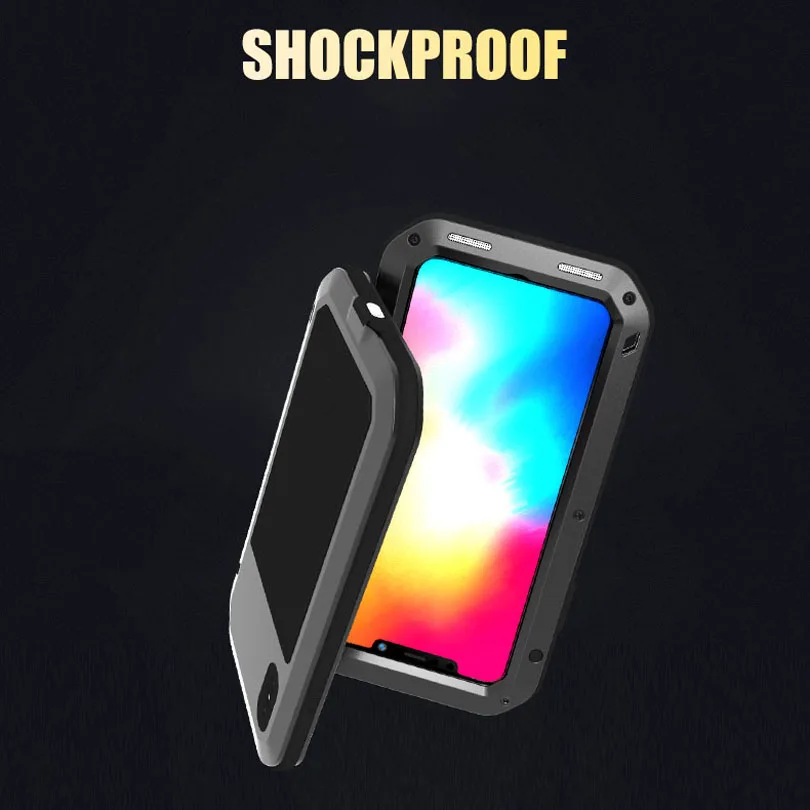 Original LOVE MEI Heavy Duty Aluminum Metal + Gorilla Glass Shock Drop Waterproof case for IPhone XS Max XR IPXM3 | Мобильные