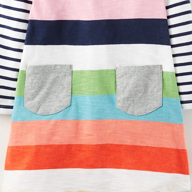 Toomine Kids Dresses For Girls Long Sleeve Toddler Girl Winter 2017 Fashion Cute Baby Dress Striped Colorful | Детская одежда и