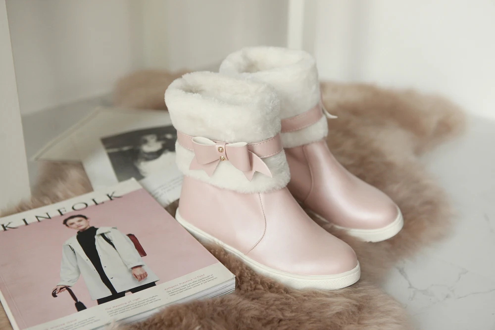 Теплые женские зимние ботинки на плоской платформе из искусственного меха зимняя обувь ботильоны из флока Женская мода Нескользящие зимние Повседневное обувь для девочек