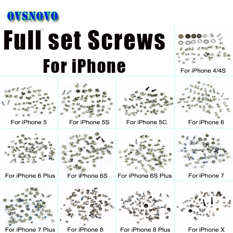 Винты Полный Винт Набор для iPhone 4G 4S 5G 5s 5C SE г S 6 PLUS X ремонт болт полный комплект