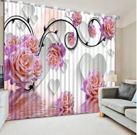 3d curtain home bedroom decoration love graphic flower blackout curtain fabric 3d photo window curtains