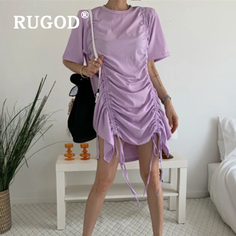 RUGOD модное прямое летнее платье на завязках женское элегантное однотонное желтое
