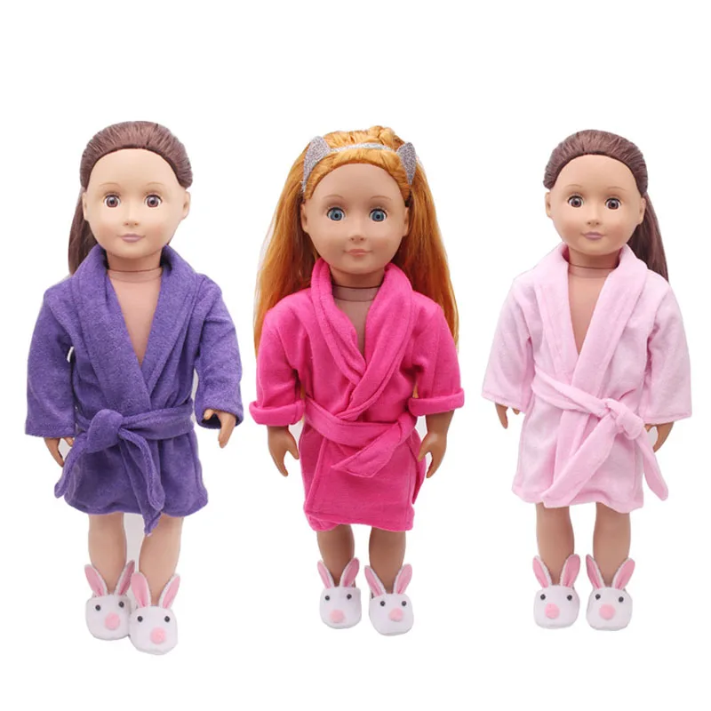 

Doll clothes bathrobe 3 colors fit 18 inch Girl dolls and 43-cm baby dolls clothes accessories c260-c313