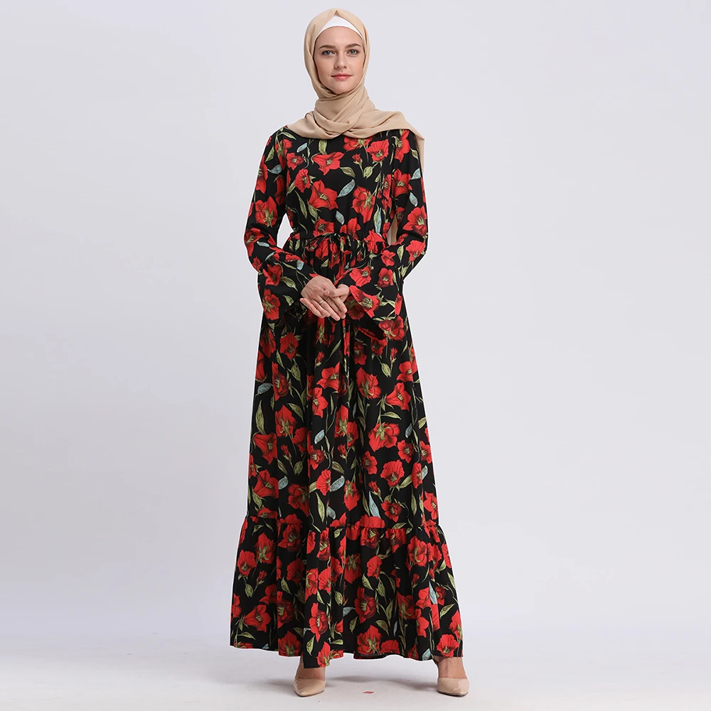 Фото Buytiz 2019 принт мусульманское abaya ОАЭ Сетчатое платье макси Бохо Креп Длинные халаты Buytiz 2019 принт мусульманское abaya ОАЭ Сетчатое платье макси Бохо Креп Длинные халаты