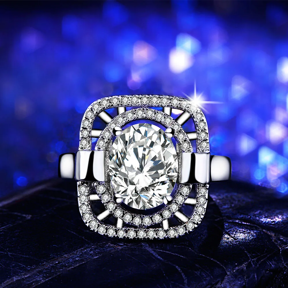 Роскошные посеребренные Свадебные кольца для мужчин квадратный большой дизайн