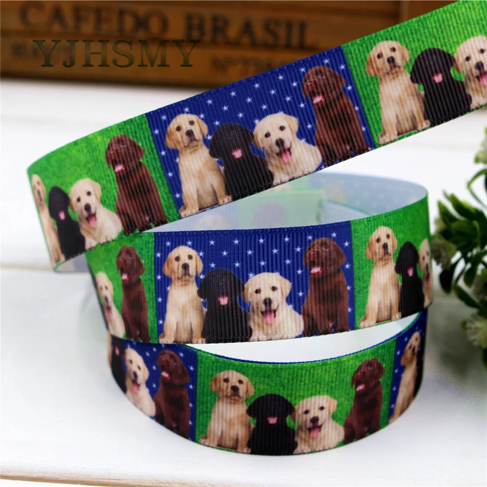YJHSMY D 17329 1224 10 ярдов 25 мм мультфильм собака печатных grosgrain ленты Свадебные