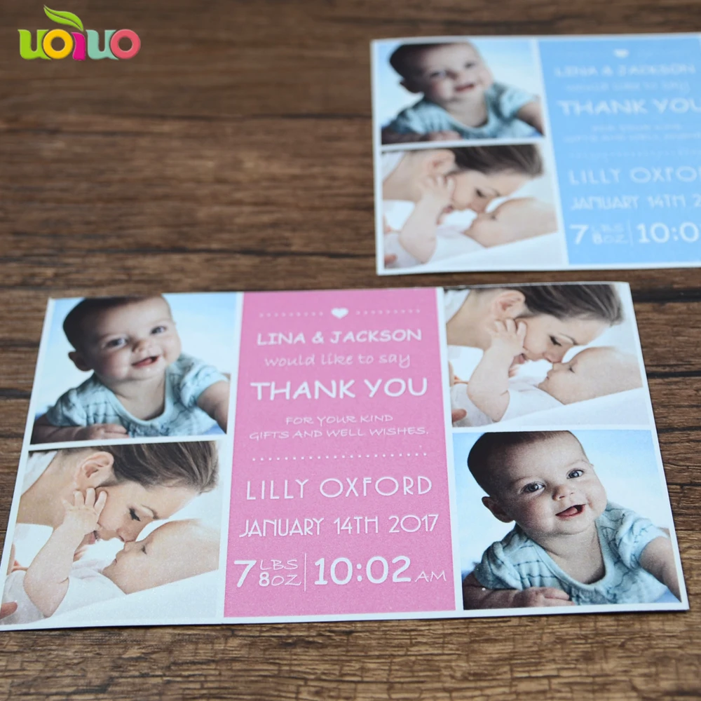

100pcs Custom Printing Personalized Paper Wedding Birthday Party Favor Thank You Card