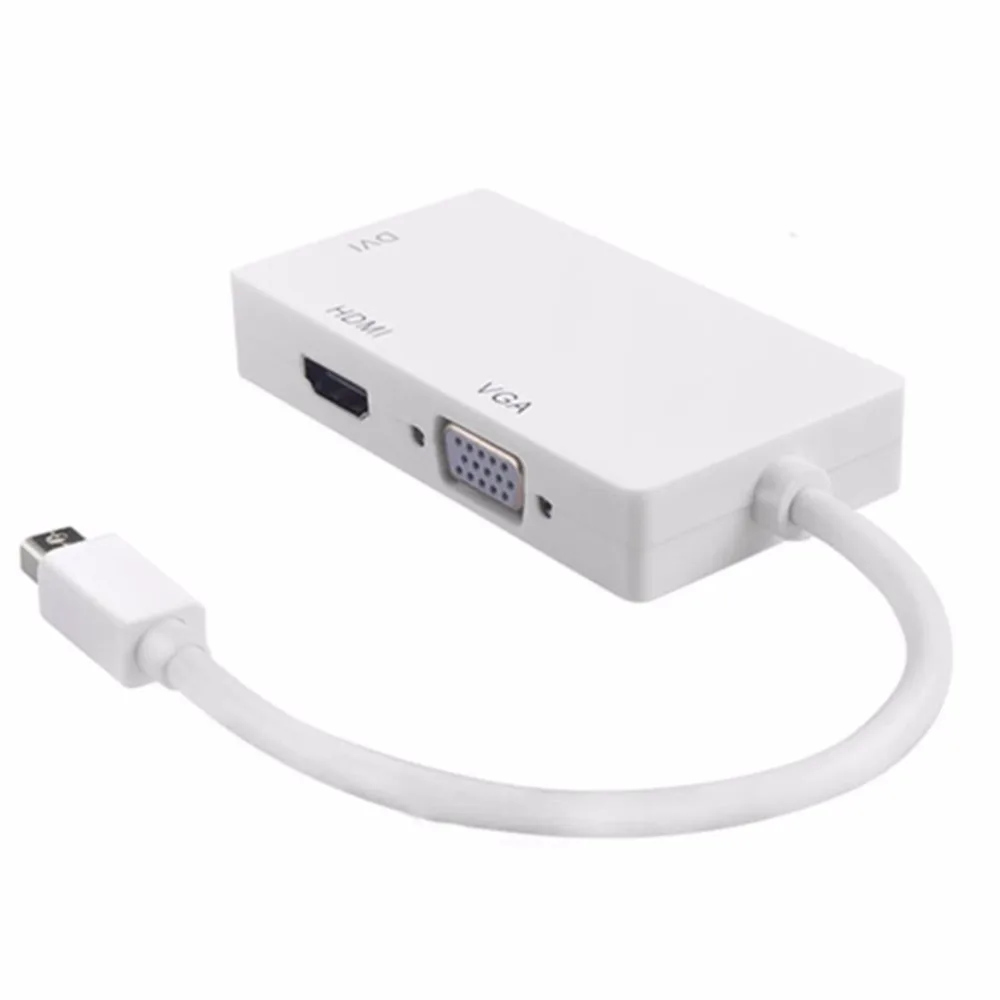 Адаптер Mini DisplayPort (совместимый с Thunderbolt 1/2) на HDMI VGA DVI 3 в 1 кабель конвертер для MacBook