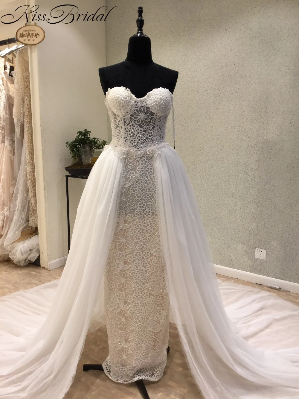Новые кружевные тюлевые Свадебные платья со съемным шлейфом 2018 vestido de novia милый