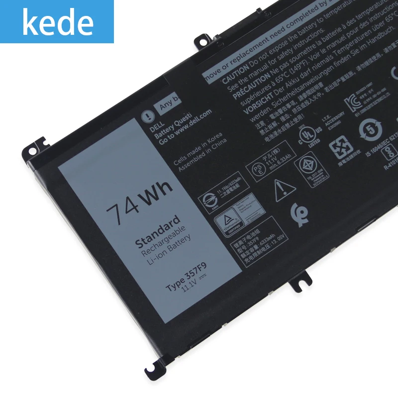 Оригинальный аккумулятор Kede для ноутбука 357F9 Dell Inspiron 15 7559 7000 7566 7567 искусственная