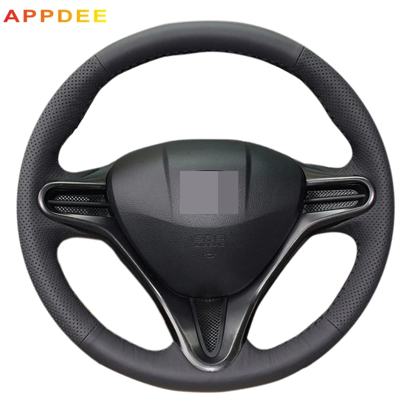 APPDEE черного цвета из искусственной кожи чехол рулевого колеса автомобиля для Honda Civic 8 2006-2009(3-спица