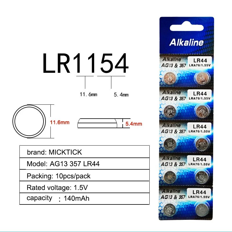 10 шт./упак. AG13 & 357A/LR44 Кнопка ячейки Батарея LRA76 1 55 V литий ионные батареи для