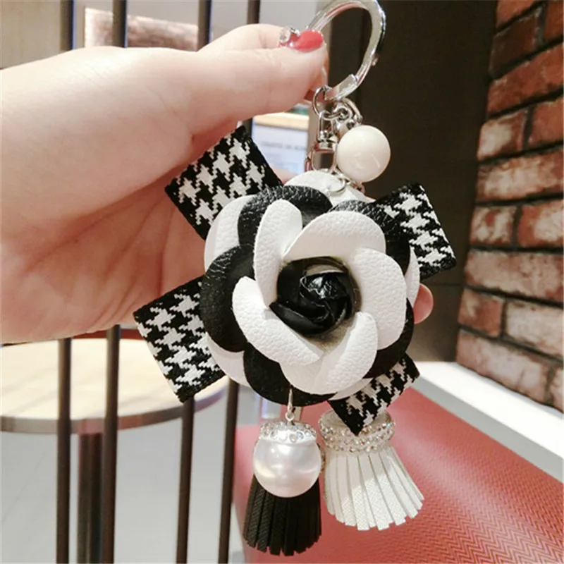 Кожаный брелок в виде цветка с бантом Кристальный кисточкой сумка пряжкой