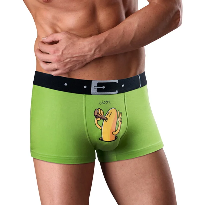 green Laamei, новинка, фирменное Мужское нижнее белье, боксеры, хлопок, Hombre Boxershorts, мужские боксеры, сексуальные мужские трусы с рисунком, размер M-3XL - Цвет: green