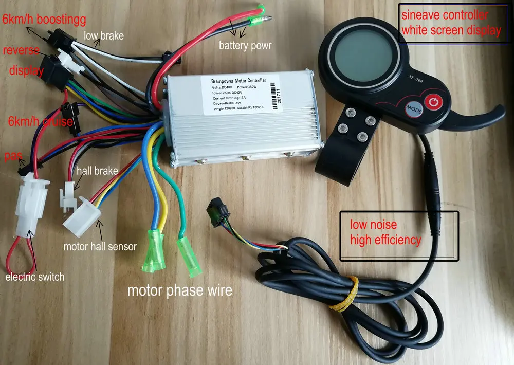 ЖК-дисплей белый/цветной экран с переключателем и контроллером 24v36v48v60v250w350w Электрический велосипед Скутер MTB трехколесный велосипед подвижные части