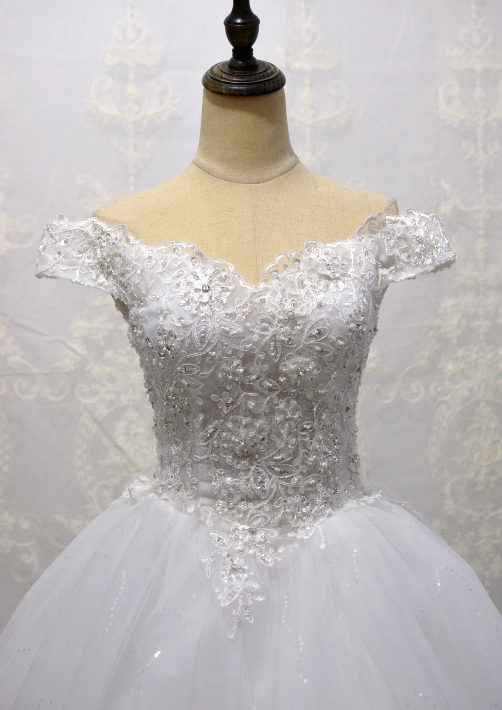 Lovskyline Vestido De Noiva индивидуальный заказ Кружево со шнуровкой сзади лодка Средства ухода за кожей шеи бисером аппликация рукавов Кружево свадебное платье