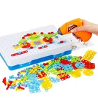 Набор детских мозаичных пазлов, развивающие игрушки для развития интеллекта, электрические шурупы, гайки, набор инструментов для мальчиков
