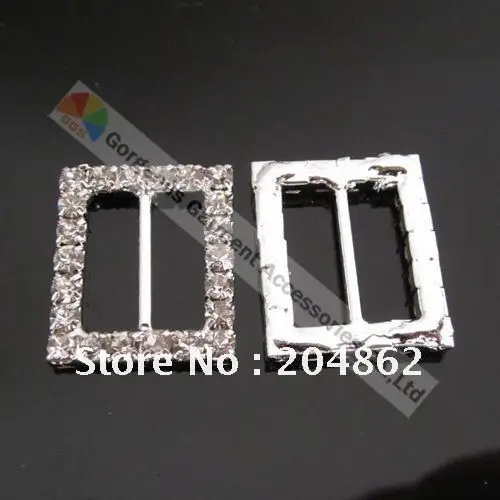 100 шт./лот Серебряная прямоугольная горный хрусталь скользящая Пряжка Кристалл