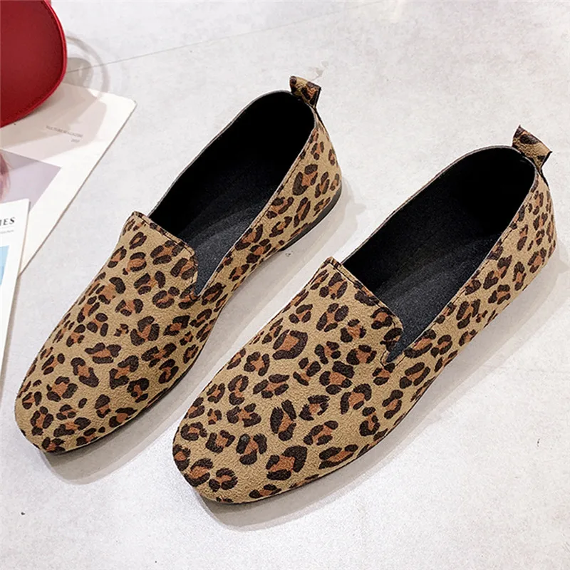 Женские повседневные лоферы на плоской подошве с леопардовым принтом 2019 | Обувь