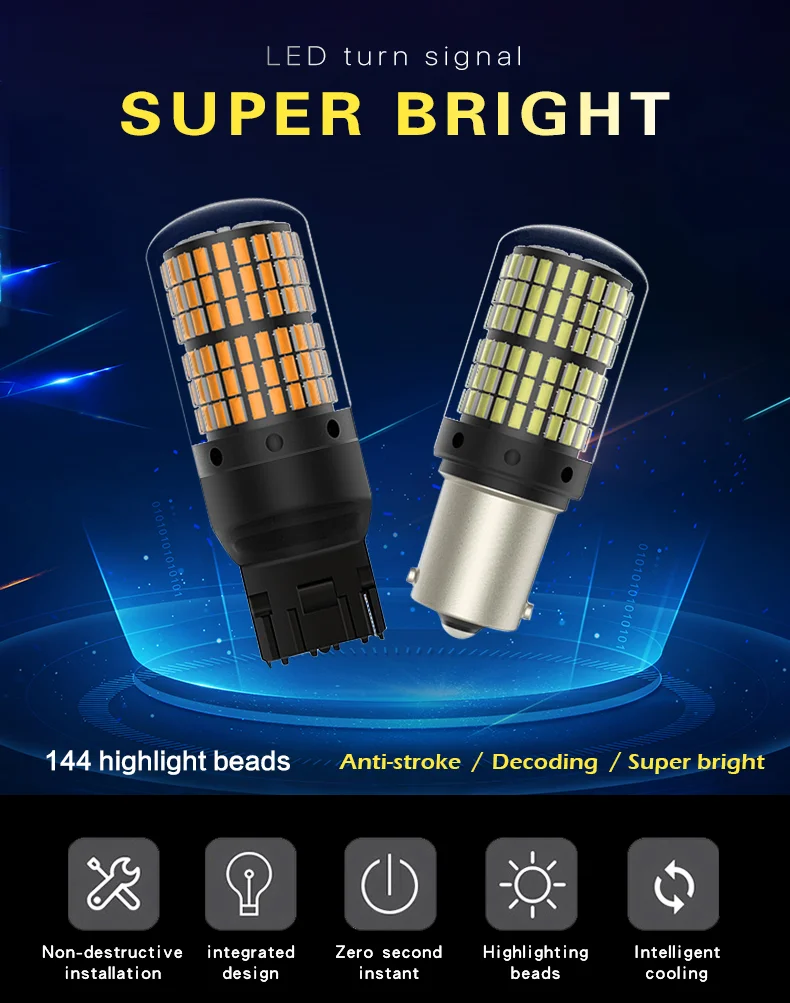 1 шт T20 светодиодный 7440 W21W W21/5 W светодиодный лампы 144smd CanBus 1156 P21W светодиодный BA15S PY21W BAU15S 1157 BAY15D лампа для поворота света