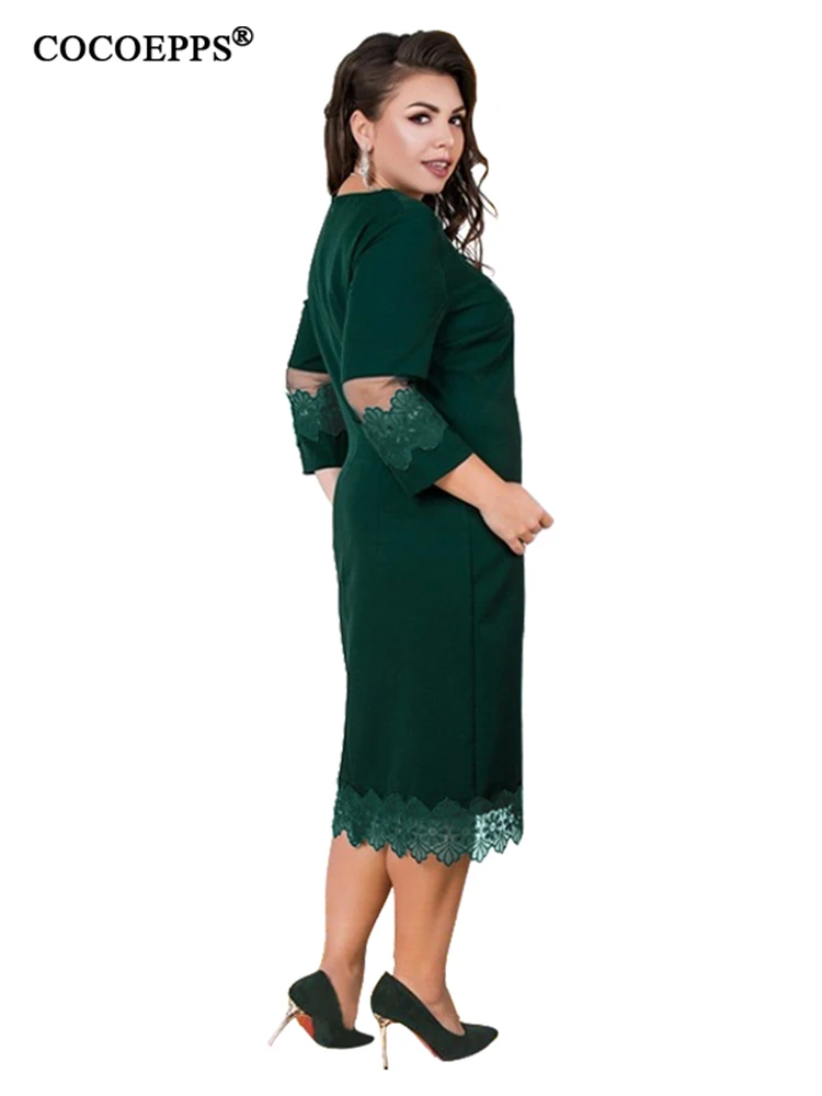 COCOEPPS, женское платье, летнее, размера плюс, кружево, 5XL, 6XL,, повседневное, большой размер, сетка, офисное, Дамское, элегантное, вечерние, лоскутное, платье