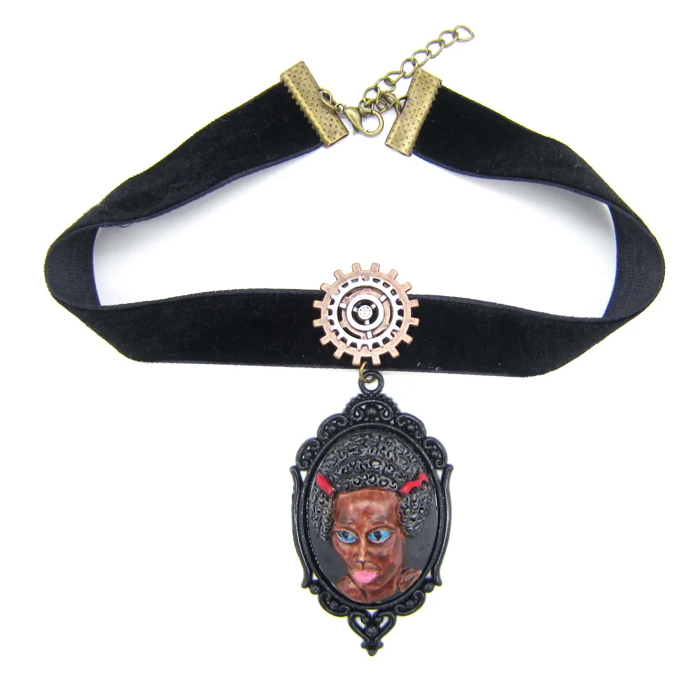 Indian Girls Pendant Women`s Velvet Choker Top Necklace | Украшения и аксессуары