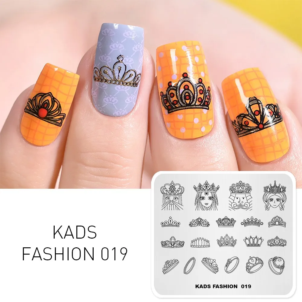 

KADS Fashion 019 Crown Fairy Tale Style Nail Art Stamping Plates Manicure Stamping Template Image Plates For DIY Nail Decoration