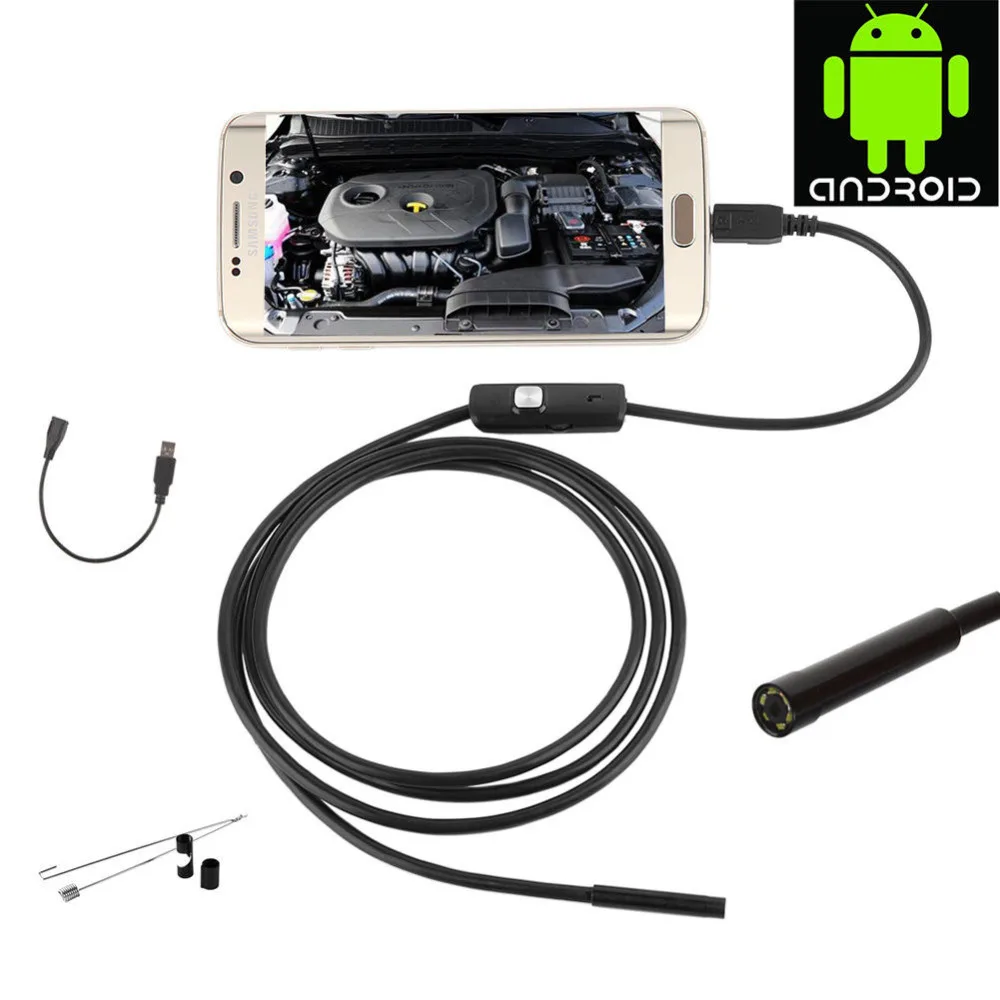 Водонепроницаемая камера эндоскоп 6 светодиодов 5 мм 1 3 МП м 2 м|endoscope android|endoscope