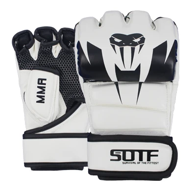 Перчатки для бокса SOTF, белые, для ММА, ядовитая змея, разноцветные, боевые перчатки для ММА, тигр, Муай Тай, боксерские перчатки, Sanda коробка для подушечек
