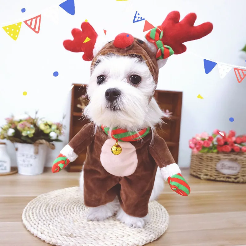 Очаровательны Собака Костюмы для кошек x'mas Санта Клаус/Лось Косплэй костюм