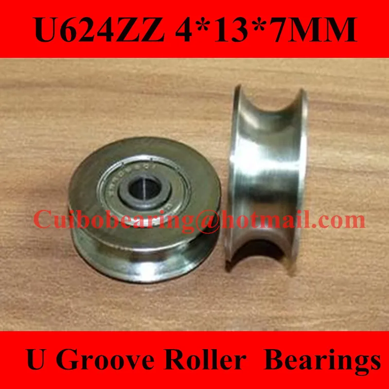 

100pcs U624ZZ U groove roller wheel ball bearings 4*13*7 mm embroidery machine pulley U624 624UU