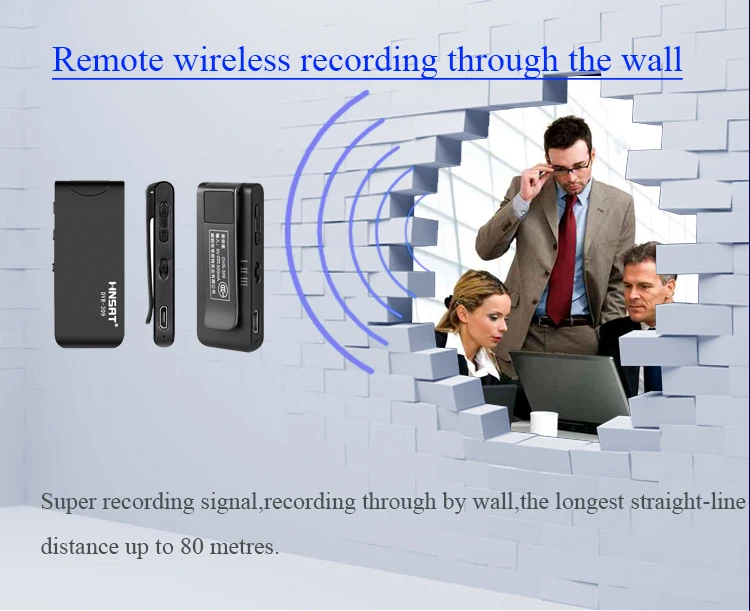 Беспроводное дистанционное записывающее устройство с мини зажимом 80 метров FM